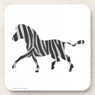 Zebra Black and Light Grey Silhouette Coaster