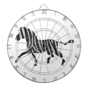 Zebra Black and Light Grey Silhouette Dartboard