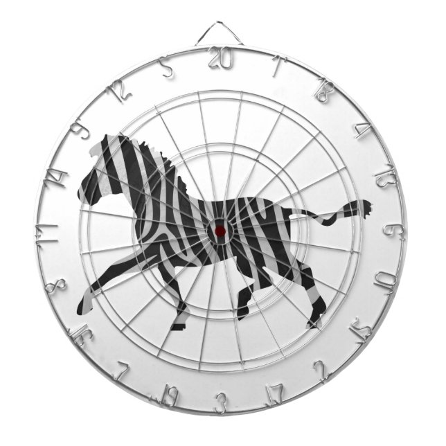 Zebra Black and Light Grey Silhouette Dartboard (Front)