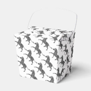Zebra Black and Light Grey Silhouette Favour Box