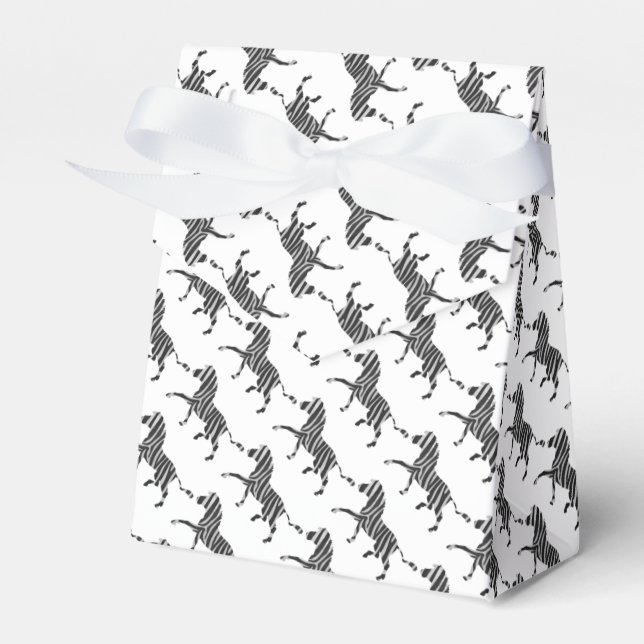 Zebra Black and Light Grey Silhouette Favour Box (Front Side)