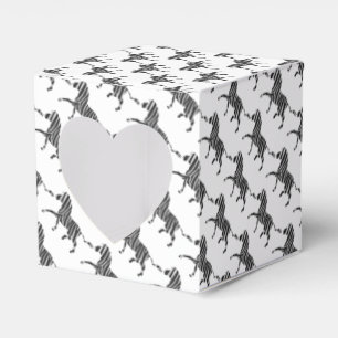 Zebra Black and Light Grey Silhouette Favour Box