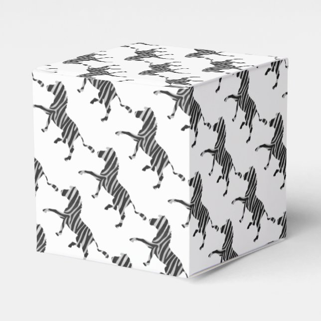 Zebra Black and Light Grey Silhouette Favour Box (Front Side)