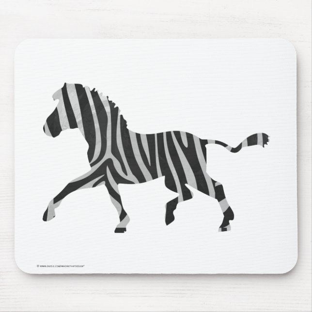 Zebra Black and Light Grey Silhouette Mouse Pad (Front)