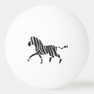 Zebra Black and Light Grey Silhouette Ping Pong Ball