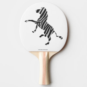 Zebra Black and Light Grey Silhouette Ping Pong Paddle