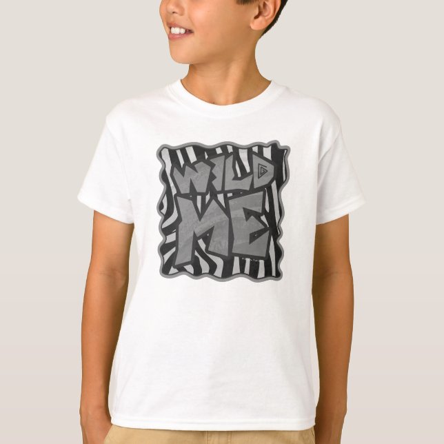 Zebra Black and Light Grey Wild Me T-Shirt (Front)