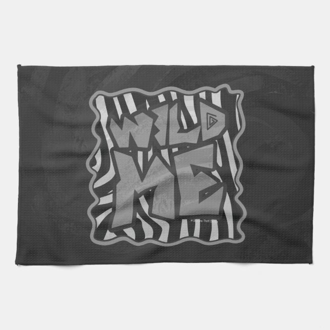 Zebra Black and Light Grey Wild Me Tea Towel (Horizontal)
