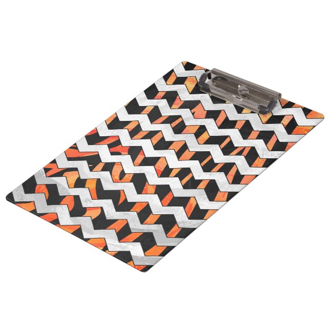 Zebra Black and Orange Chevron Clipboard (Angled)