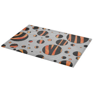 Zebra Black and Orange Polka Dots Cutting Board