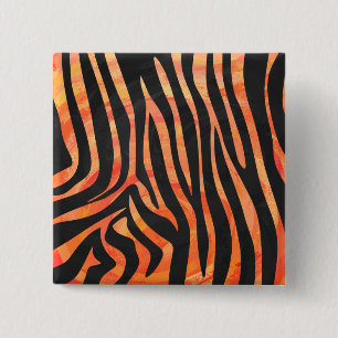 Zebra Black and Orange Print 15 Cm Square Badge