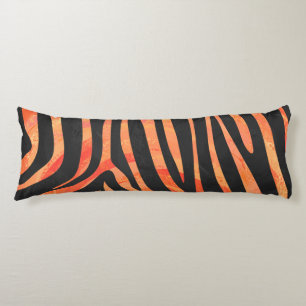 Zebra Black and Orange Print Body Cushion