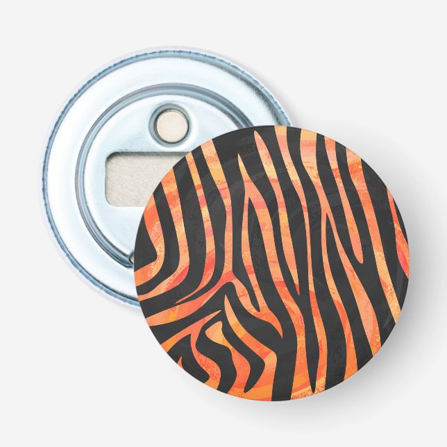Zebra Black and Orange Print Bottle Opener (Front)