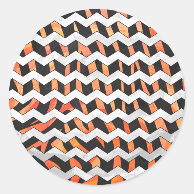 Zebra Black and Orange Print Classic Round Sticker (Front)