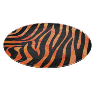 Zebra Black and Orange Print Cutting Board