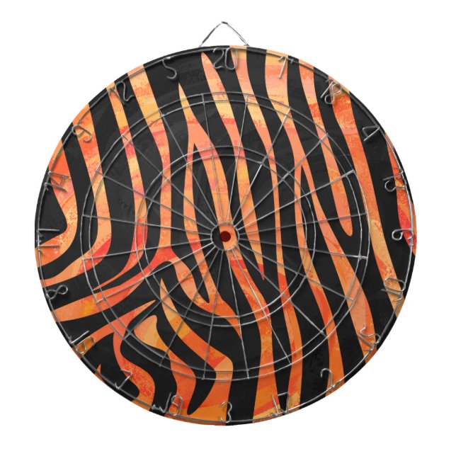 Zebra Black and Orange Print Dartboard (Front)