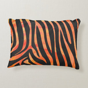 Zebra Black and Orange Print Decorative Cushion