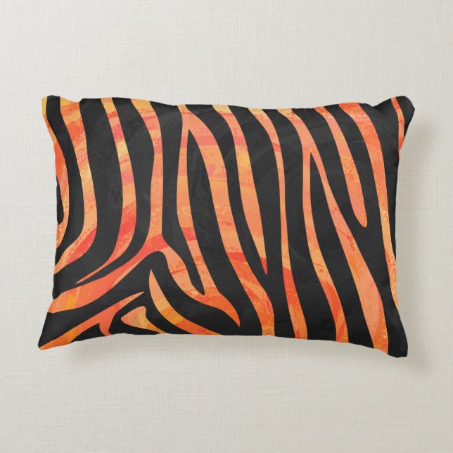 Zebra Black and Orange Print Decorative Cushion (Back)