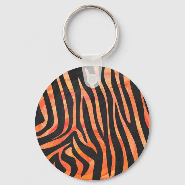 Zebra Black and Orange Print Key Ring (Front)