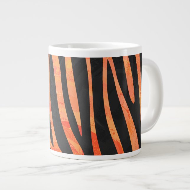 Zebra Black and Orange Print Large Coffee Mug (Front Right)