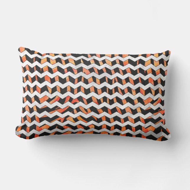 Zebra Black and Orange Print Lumbar Cushion (Front)