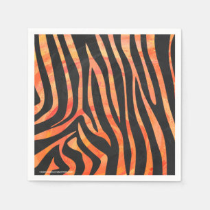 Zebra Black and Orange Print Napkin