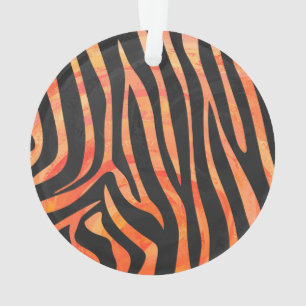 Zebra Black and Orange Print Ornament