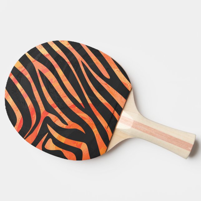 Zebra Black and Orange Print Ping Pong Paddle (Side)