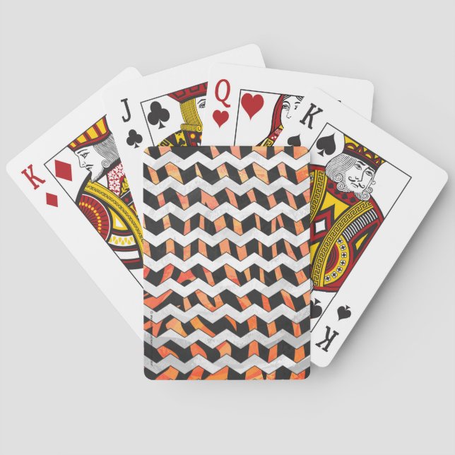 Zebra Black and Orange Print Playing Cards (Back)