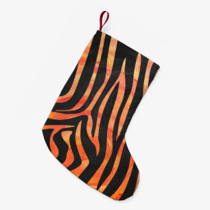 Zebra Black and Orange Print Small Christmas Stocking