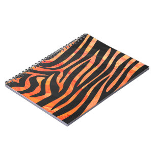 Zebra Black and Orange Print Spiral Notebook