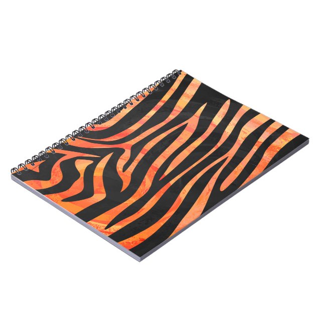 Zebra Black and Orange Print Spiral Notebook (Left Side)