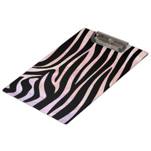 Zebra Black and Pink Monogram Clipboard
