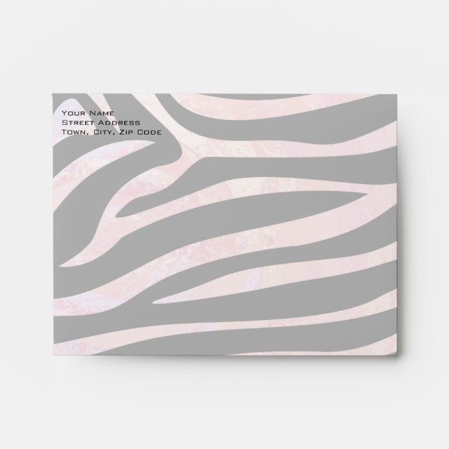 Zebra Black and Pink Monogram Envelopes (Front)