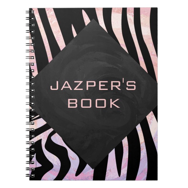 Zebra Black and Pink Monogram Spiral Notebook (Front)