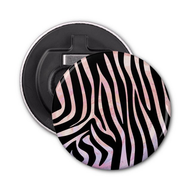Zebra Black and Pink Print Bottle Opener (Front)