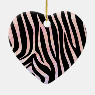Zebra Black and Pink Print Ceramic Tree Decoration