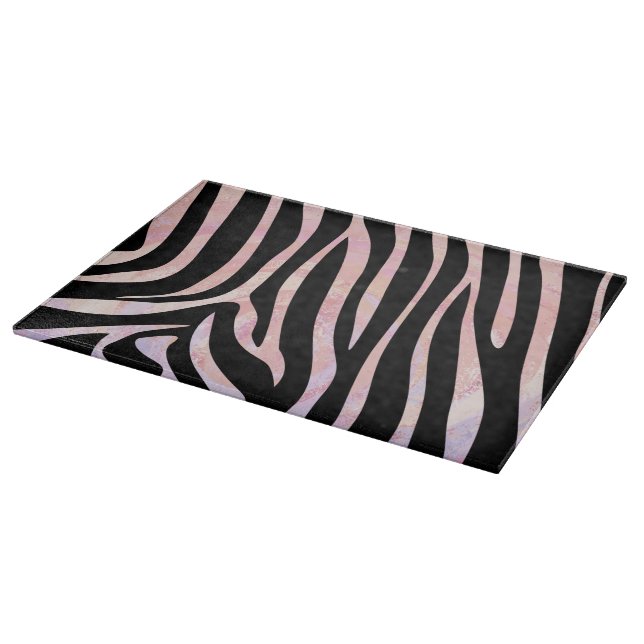 Zebra Black and Pink Print Cutting Board (Corner)