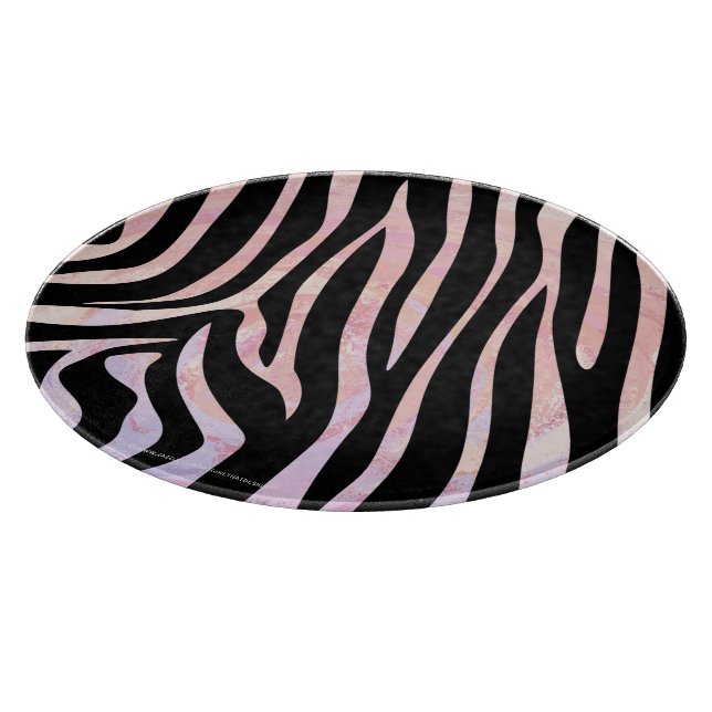 Zebra Black and Pink Print Cutting Board (Corner)