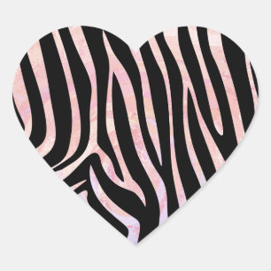 Zebra Black and Pink Print Heart Sticker
