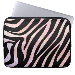 Zebra Black and Pink Print Laptop Sleeve