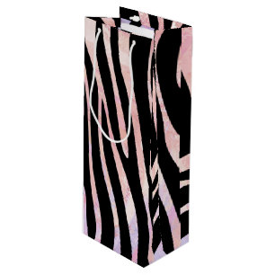 Zebra Black and Pink Print Wine Gift Bag