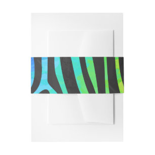 Zebra Black and Rainbow Print Invitation Belly Band