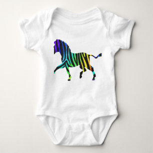 Zebra Black and Rainbow Silhouette Baby Bodysuit