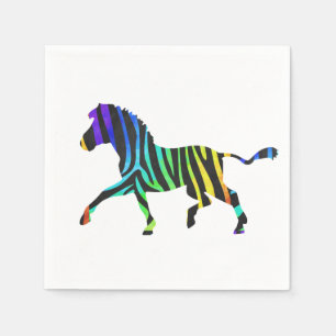 Zebra Black and Rainbow Silhouette Napkin