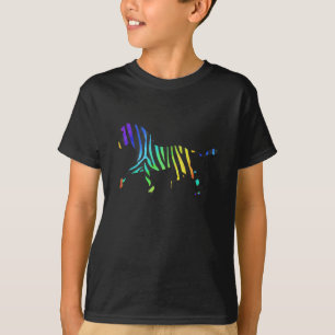 Zebra Black and Rainbow Silhouette T-Shirt