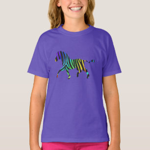 Zebra Black and Rainbow Silhouette T-Shirt