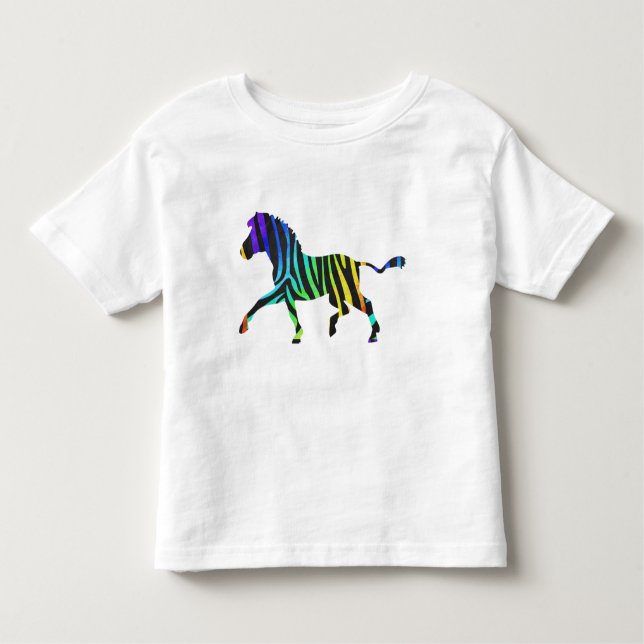 Zebra Black and Rainbow Silhouette Toddler T-Shirt (Front)