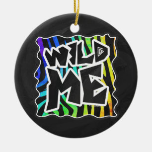 Zebra Black and Rainbow Wild Me Ceramic Tree Decoration