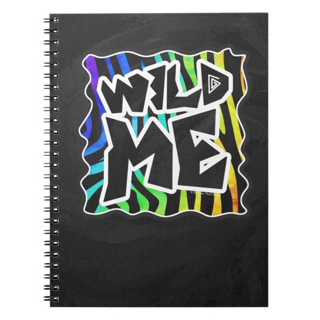 Zebra Black and Rainbow Wild Me Spiral Notebook (Front)